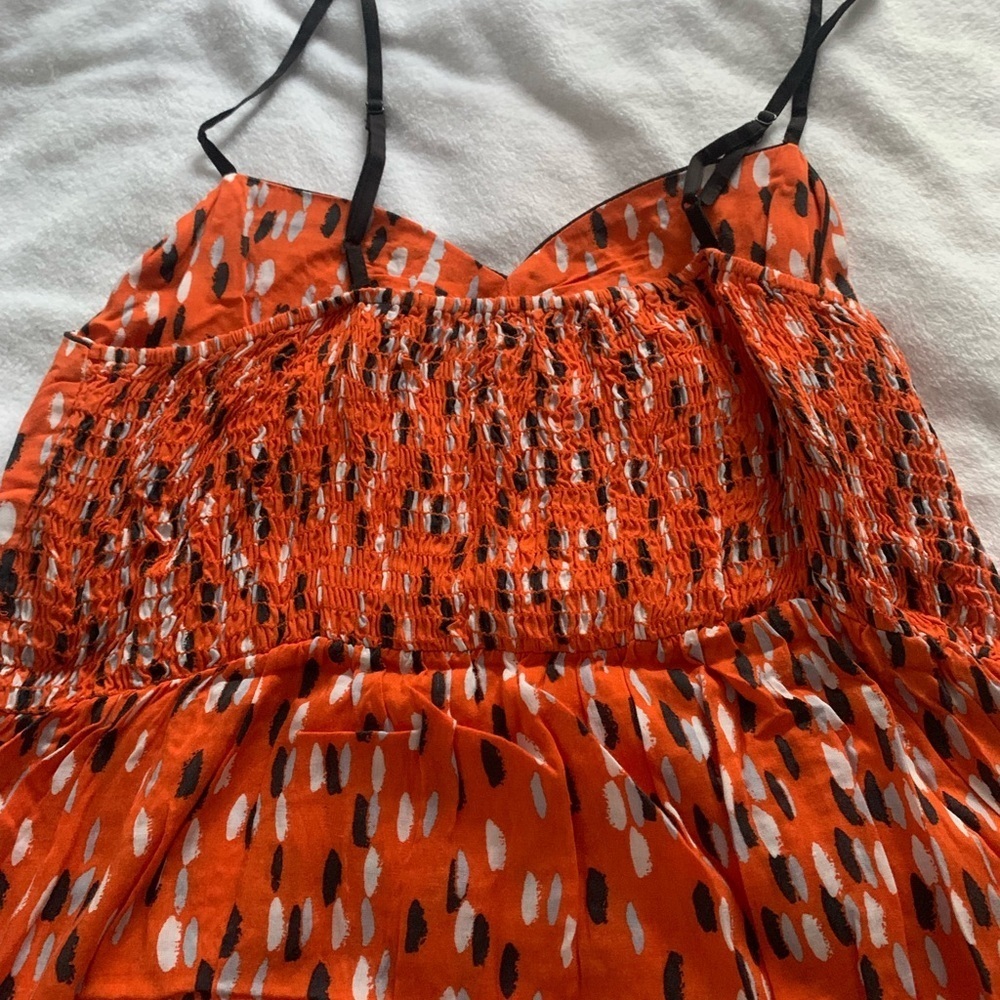 Orange Confetti Mini Slip Dress with Smocked Backing Sundress Y2K XL - Picture 8 of 8